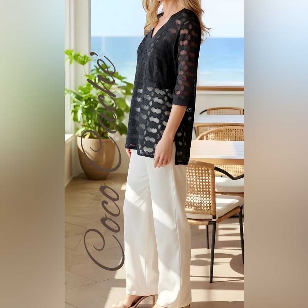 Classy Lace V-Neck Tunic Swimsuit Coverup - Picture 2 of 7